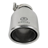 aFe Takeda 304 Stainless Steel Clamp-On Exhaust Tip 2.5in. Inlet / 4in. Outlet / 8in. L - Polished - Mufflers & Tips