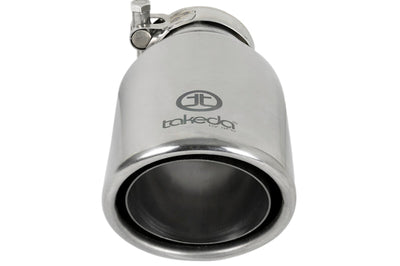 aFe Takeda 304 Stainless Steel Clamp-On Exhaust Tip 2.5in. Inlet / 4in. Outlet / 8in. L - Polished - Mufflers & Tips