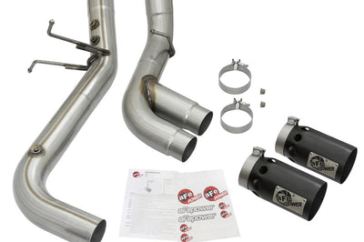 aFe Victory Series 4in 409-SS DPF-Back Exhaust w/ Dual Black Tips 2017 GM Duramax V8-6.6L(td) L5P - Mufflers &