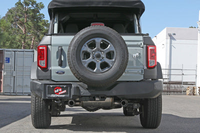 aFe Vulcan 3in 304 SS Axle-Back Exhaust 2021 Ford Bronco L4-2.3L (t)/V6-2.7L (tt) w/ Carbon Tips - Mufflers &