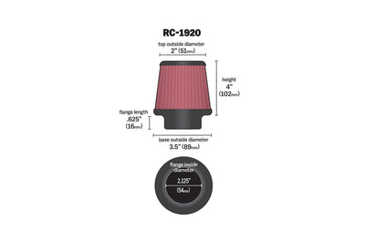 K&n Air Filter Universal 54mm Flange - Street Collection
