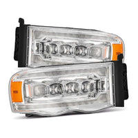 AlphaRex 02-05 Dodge Ram 1500 NOVA LED Proj Headlights Plank Style Chrome w/Activ Light/Seq Signal - Lights