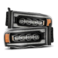 AlphaRex 02-05 Dodge Ram 1500 NOVA LED Proj Headlights Plank Style Blk w/Activ Light/Seq Signal - Lights
