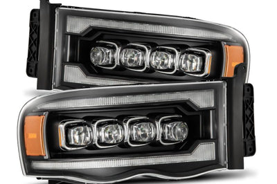 AlphaRex 02-05 Dodge Ram 1500 NOVA LED Proj Headlights Plank Style Blk w/Activ Light/Seq Signal - Lights
