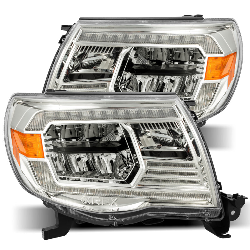 AlphaRex 05-11 Toyota Tacoma LUXX Crystal Headlights Plank Style Chrome w/Activation Light/DRL - Lights
