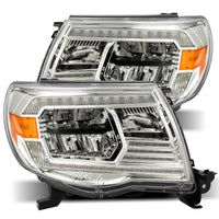 AlphaRex 05-11 Toyota Tacoma LUXX Crystal Headlights Plank Style Chrome w/Activation Light/DRL - Lights