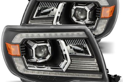 AlphaRex 05-11 Toyota Tacoma PRO-Series Projector Headlights Plank Style Design Black w/DRL - Lights