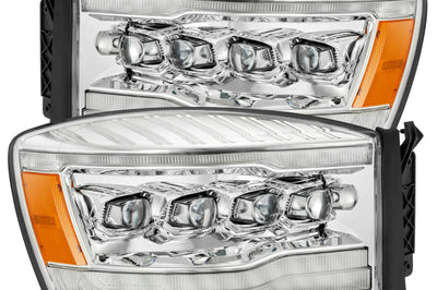 AlphaRex 06-08 Dodge Ram 1500HD NOVA LED Proj Headlights Plank Style Blk w/Seq Signal/DRL/Amber - Lights