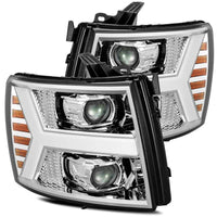 AlphaRex 07-13 Chevy 1500HD PRO-Series Proj Headlights Plank Style Chrome w/Activ Light/Seq Signal - Lights