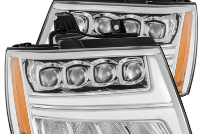 AlphaRex 07-13 Chevy Avalanche NOVA LED Proj Headlights Plank Style Design Chrome w/Activ Light/DRL - Lights