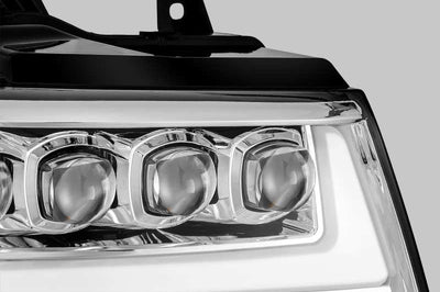 AlphaRex 07-13 Chevy Avalanche NOVA LED Proj Headlights Plank Style Design Chrome w/Activ Light/DRL - Lights