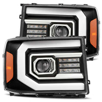 AlphaRex 07-13 GMC 1500HD PRO-Series Proj Headlights Plank Style Matte Blk w/Activ Light/Seq Signal - Lights