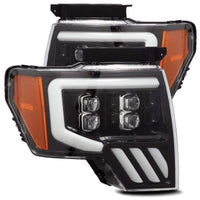 AlphaRex 09-14 Ford F-150 NOVA LED Proj Headlights Plank Style Gloss Black w/Activ Light/Seq Signal - Lights