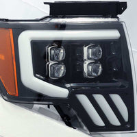 AlphaRex 09-14 Ford F-150 NOVA LED Proj Headlights Plank Style Gloss Black w/Activ Light/Seq Signal - Lights