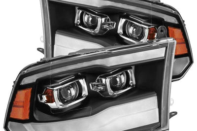AlphaRex 09-18 Dodge Ram 1500HD LUXX LED Proj Headlights Plnk Style Blk w/Activ Light/Seq Signal/DRL - Lights