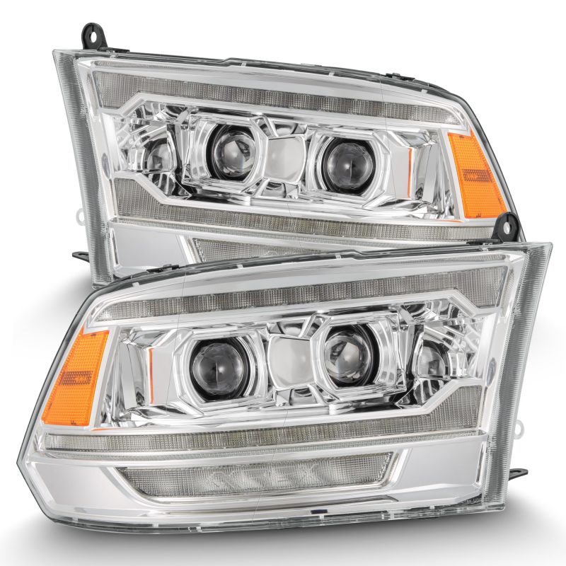 AlphaRex 09-18 Ram 1500 PRO-Series Proj Headlights Chrome w/ Sequential Signal and Top/Middle DRL - Lights