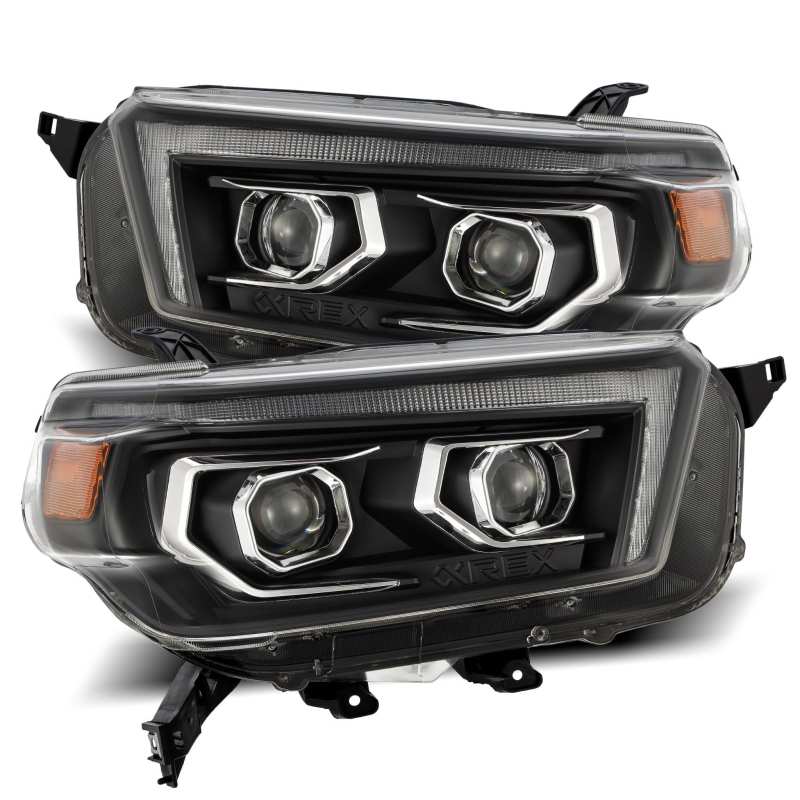 AlphaRex 10 13 Toyota 4Runner LUXX LED Proj Headlights Plank Style Black w/Seq Signal/DRL Lights