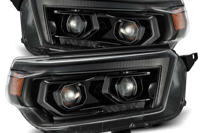 AlphaRex 10-13 Toyota 4Runner PRO-Series Proj Headlights Plank Style Alpha Blk w/Seq Signal/DRL - Lights