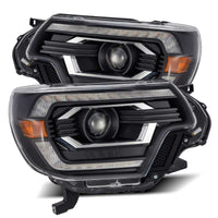 AlphaRex 12-15 Toyota Tacoma LUXX LED Projector Headlights Plank Style Black w/DRL - Lights