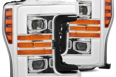 AlphaRex 17-19 Ford F-250 SD PRO-Series Proj Headlights Plank Style Chrome w/Activ Light/Seq Signal - Lights