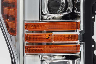 AlphaRex 17-19 Ford F-250 SD PRO-Series Proj Headlights Plank Style Chrome w/Activ Light/Seq Signal - Lights