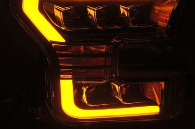 AlphaRex 17-20 Ford Raptor NOVA LED Proj Headlights Plank Style Matte Black w/Activ Light/Seq Signal - Lights