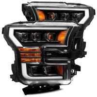 AlphaRex 17-20 Ford Raptor NOVA LED Proj Headlights Plank Style Matte Black w/Activ Light/Seq Signal - Lights