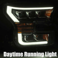 AlphaRex 17-20 Ford Raptor NOVA LED Proj Headlights Plank Style Matte Black w/Activ Light/Seq Signal - Lights