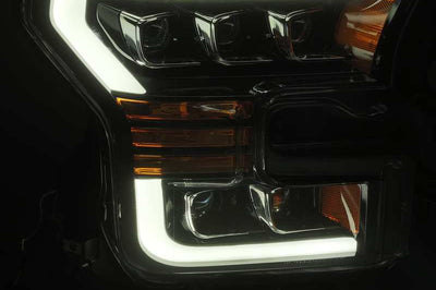 AlphaRex 17-20 Ford Raptor NOVA LED Proj Headlights Plank Style Matte Black w/Activ Light/Seq Signal - Lights