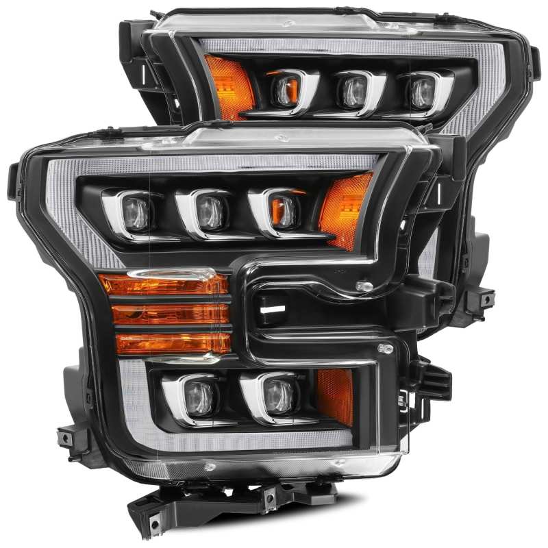 AlphaRex 17-20 Ford Raptor NOVA LED Proj Headlights Plank Style Matte Black w/Activ Light/Seq Signal - Lights