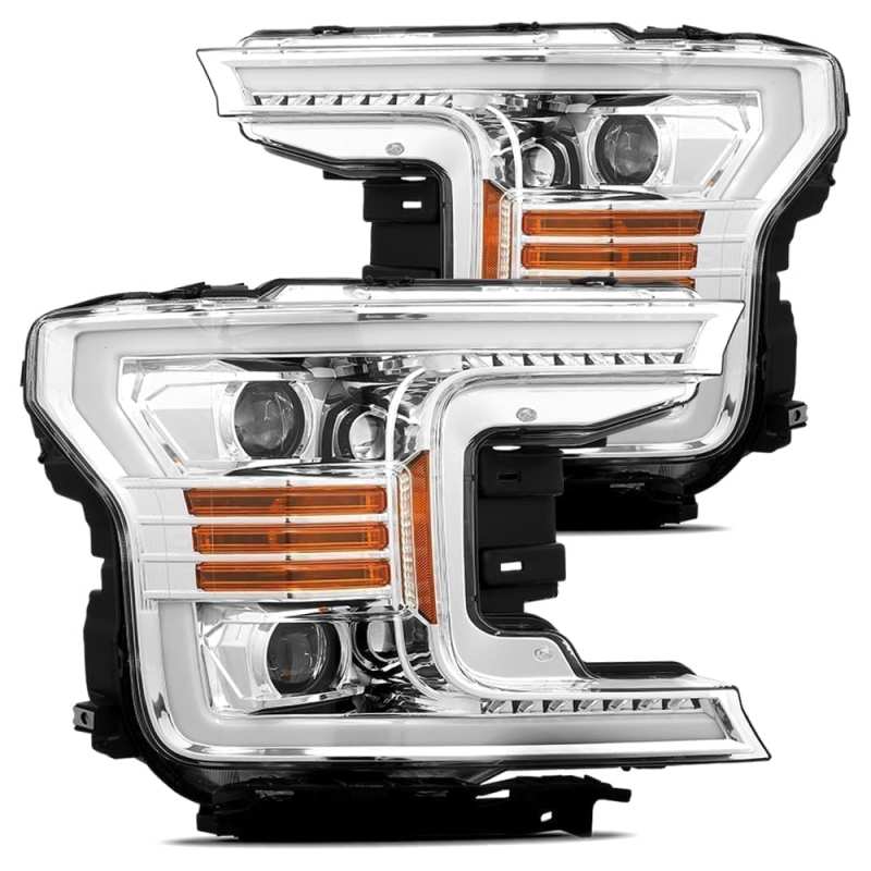 AlphaRex 18-20 Ford F-150 LUXX LED Proj Headlights Plank Style Chrome w/Activ Light/DRL - Lights