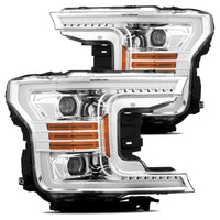 AlphaRex 18-20 Ford F-150 LUXX LED Proj Headlights Plank Style Chrome w/Activ Light/DRL - Lights
