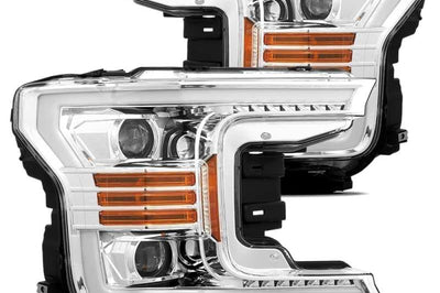 AlphaRex 18-20 Ford F-150 LUXX LED Proj Headlights Plank Style Chrome w/Activ Light/DRL - Lights