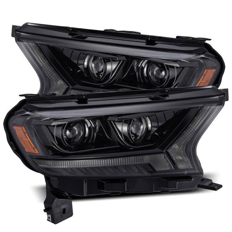AlphaRex 19-21 Ford Ranger LUXX LED Proj Headlights Plank Style Alpha Black w/Seq Signal/DRL - Lights