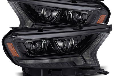 AlphaRex 19-21 Ford Ranger LUXX LED Proj Headlights Plank Style Alpha Black w/Seq Signal/DRL - Lights