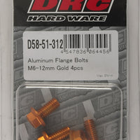 Drc Aluminum Flange Bolts Titanium M6x35mm 4/pk - Gold - Tires & Wheels