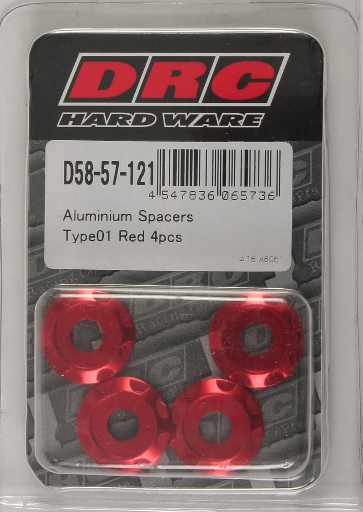 Drc Aluminum Spacers Type 1 Titanium M6x12mm 4/pk - Red - Tires & Wheels