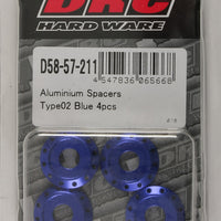 Drc Aluminum Spacers Type 2 Titanium M6x12mm 4/pk - Blue - Tires & Wheels