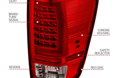 ANZO Anzo 04-15 Nissan Titan Full LED Tailights Chrome Housing Red/Clear Lens - Lights