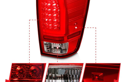 ANZO Anzo 04-15 Nissan Titan Full LED Tailights Chrome Housing Red/Clear Lens - Lights