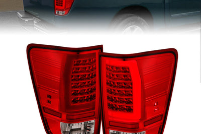 ANZO Anzo 04-15 Nissan Titan Full LED Tailights Chrome Housing Red/Clear Lens - Lights