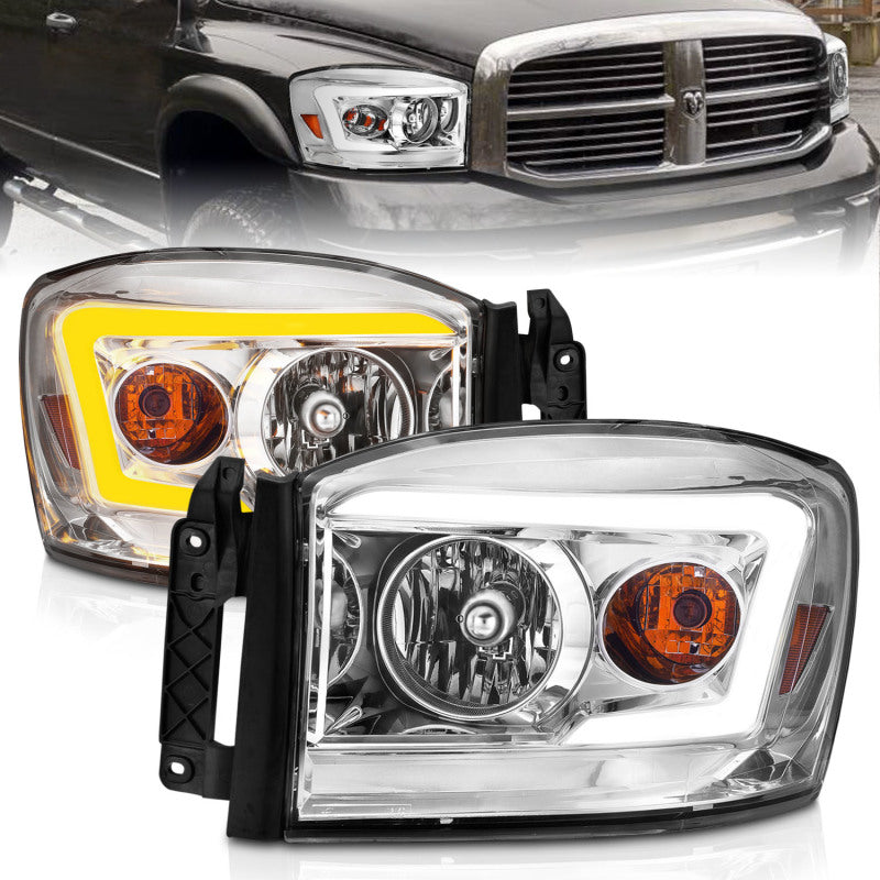 ANZO Anzo 06-09 Dodge RAM 1500/2500/3500 Headlights Chrome Housing/Clear Lens (w/Switchback Light Bars) - Lights