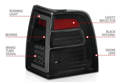 ANZO 07-17 Ford Expedition LED Taillights w/ Light Bar Black Housing Smoke Lens - Lights