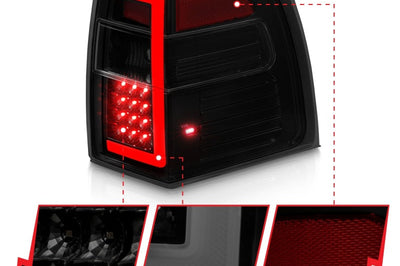 ANZO 07-17 Ford Expedition LED Taillights w/ Light Bar Black Housing Smoke Lens - Lights