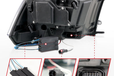 ANZO 09-18 Dodge Ram 1500/2500/3500 Full LED Proj Headlights w/Switchback Light Bar - Black - Lights