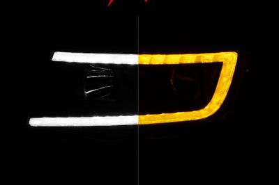 ANZO 11-13 Jeep Grand Cherokee (Factory Halogen Only) Projector Headlights w/Light Bar Swtchbk Black - Lights