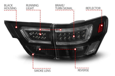 ANZO 11-13 Jeep Grand Cherokee LED Taillights w/ Lightbar Black Housing/Smoke Lens 4pcs - Lights