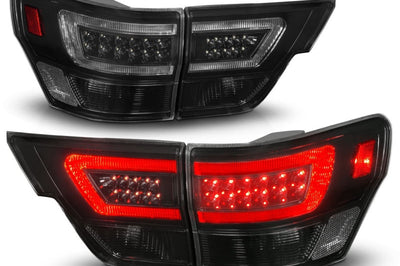 ANZO 11-13 Jeep Grand Cherokee LED Taillights w/ Lightbar Black Housing/Smoke Lens 4pcs - Lights