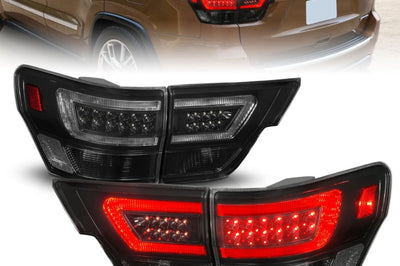 ANZO 11-13 Jeep Grand Cherokee LED Taillights w/ Lightbar Black Housing/Smoke Lens 4pcs - Lights