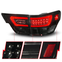 ANZO 11-13 Jeep Grand Cherokee LED Taillights w/ Lightbar Black Housing/Smoke Lens 4pcs - Lights
